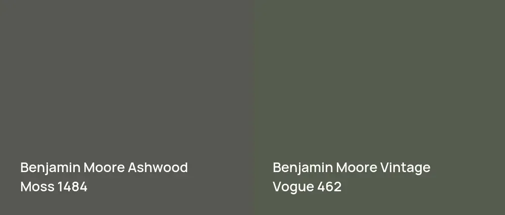 Benjamin Moore Ashwood Moss 1484 vs Benjamin Moore Vintage Vogue 462
