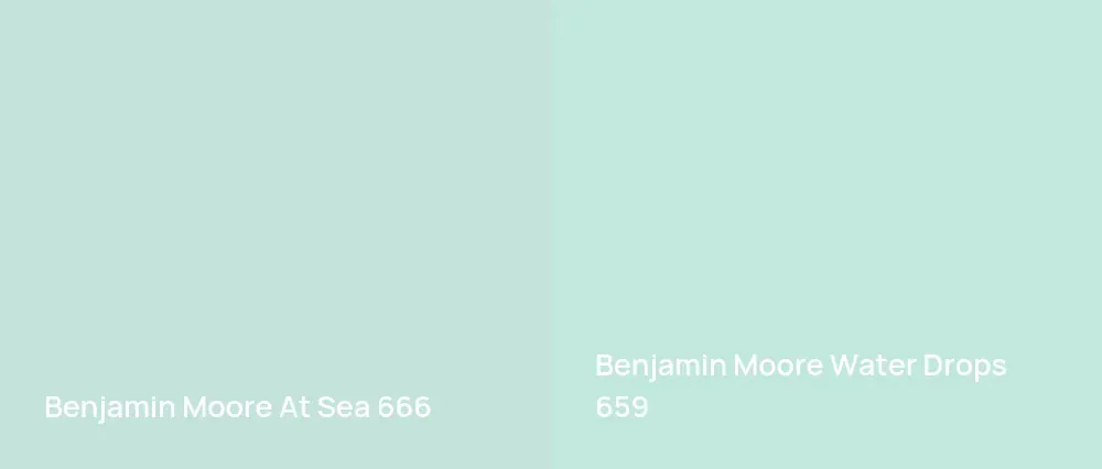 Benjamin Moore At Sea 666 vs Benjamin Moore Water Drops 659