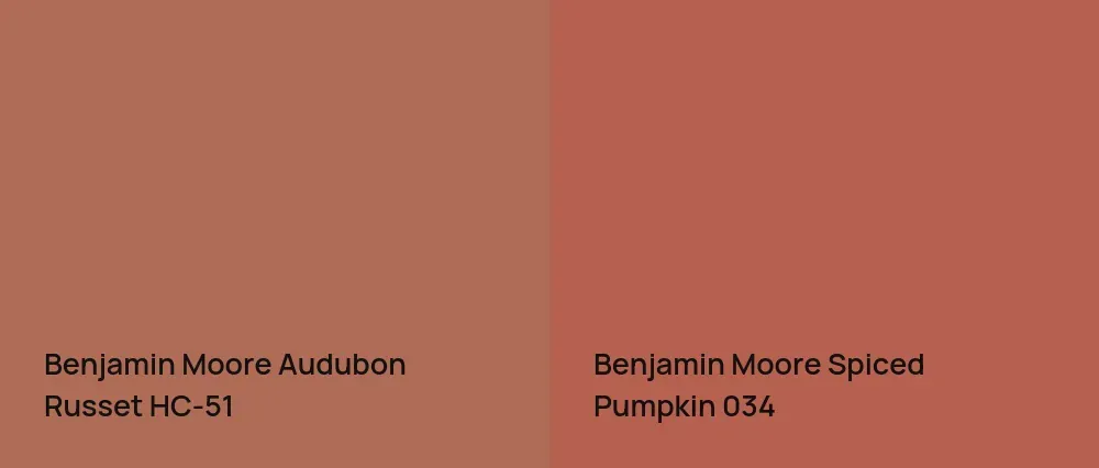 Benjamin Moore Audubon Russet HC-51 vs Benjamin Moore Spiced Pumpkin 034