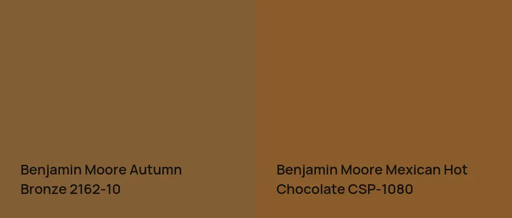 Benjamin Moore Autumn Bronze 2162-10 vs Benjamin Moore Mexican Hot Chocolate CSP-1080