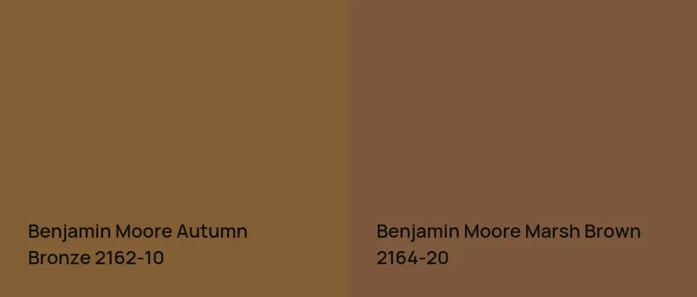 Benjamin Moore Autumn Bronze 2162-10 vs Benjamin Moore Marsh Brown 2164-20