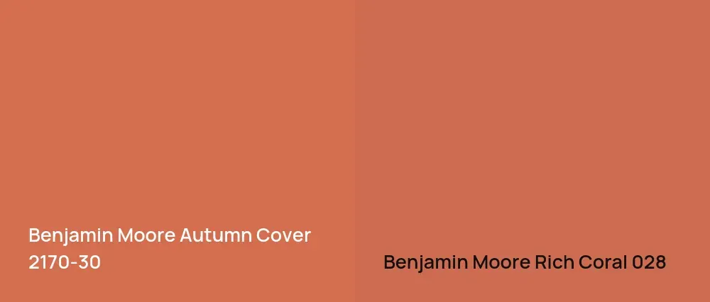 Benjamin Moore Autumn Cover 2170-30 vs Benjamin Moore Rich Coral 028
