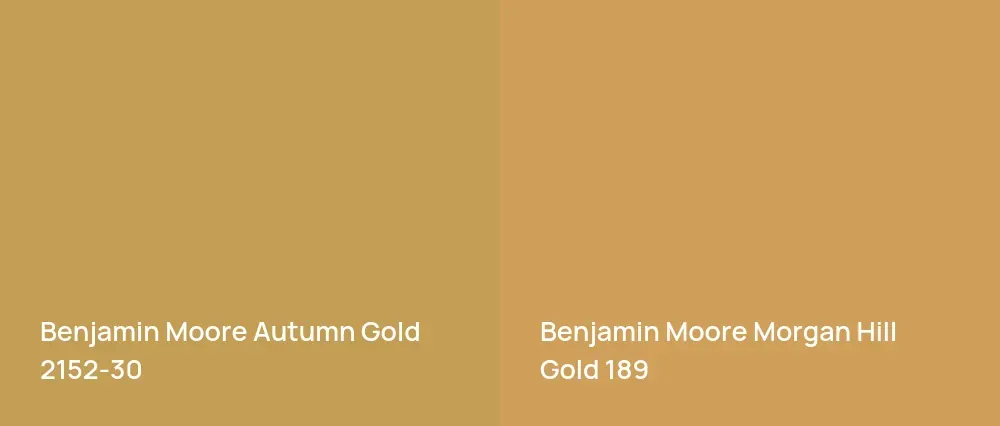 Benjamin Moore Autumn Gold 2152-30 vs Benjamin Moore Morgan Hill Gold 189