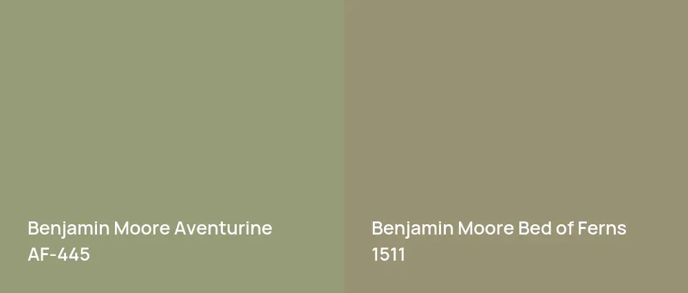 Benjamin Moore Aventurine AF-445 vs Benjamin Moore Bed of Ferns 1511