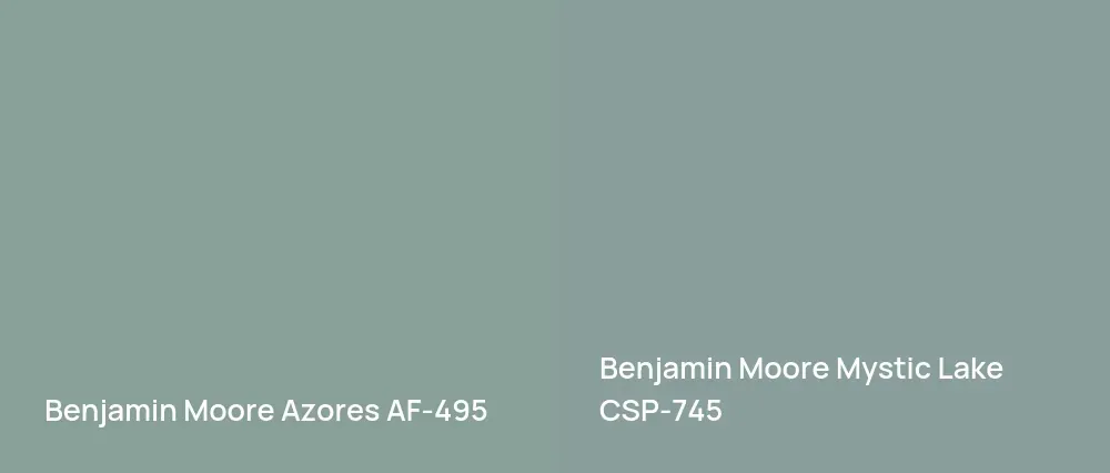 Benjamin Moore Azores AF-495 vs Benjamin Moore Mystic Lake CSP-745