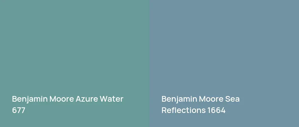 Benjamin Moore Azure Water 677 vs Benjamin Moore Sea Reflections 1664