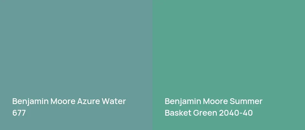 Benjamin Moore Azure Water 677 vs Benjamin Moore Summer Basket Green 2040-40