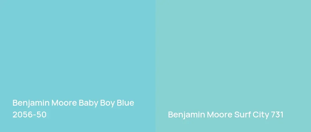 Benjamin Moore Baby Boy Blue 2056-50 vs Benjamin Moore Surf City 731