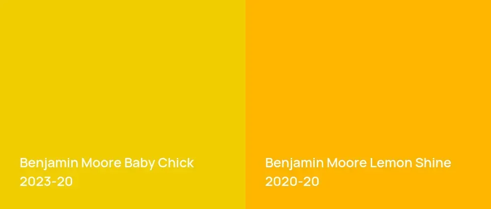 Benjamin Moore Baby Chick 2023-20 vs Benjamin Moore Lemon Shine 2020-20