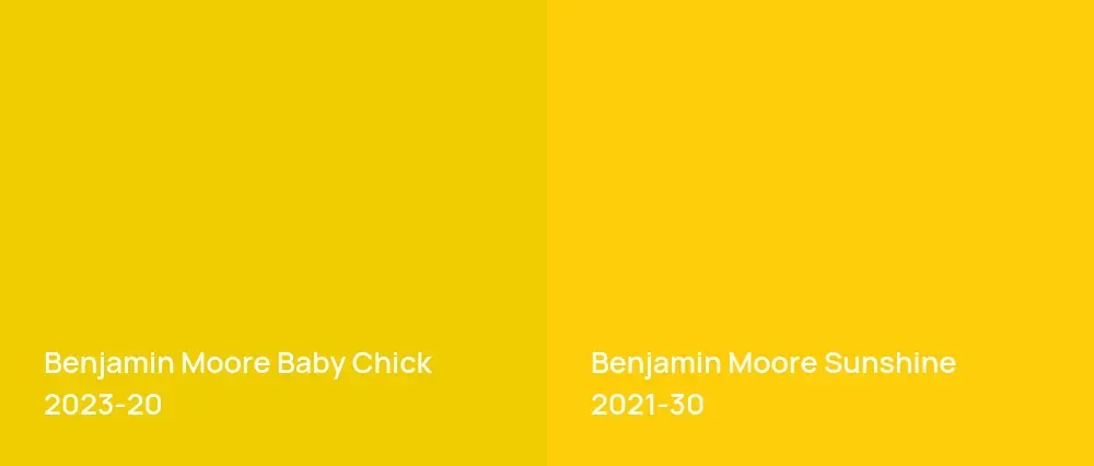 Benjamin Moore Baby Chick 2023-20 vs Benjamin Moore Sunshine 2021-30