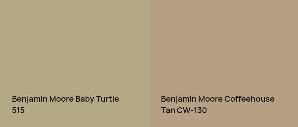 Benjamin Moore Baby Turtle 515 vs Benjamin Moore Coffeehouse Tan CW-130