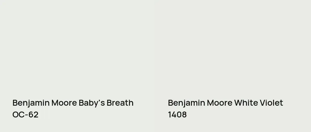 Benjamin Moore Baby's Breath OC-62 vs Benjamin Moore White Violet 1408