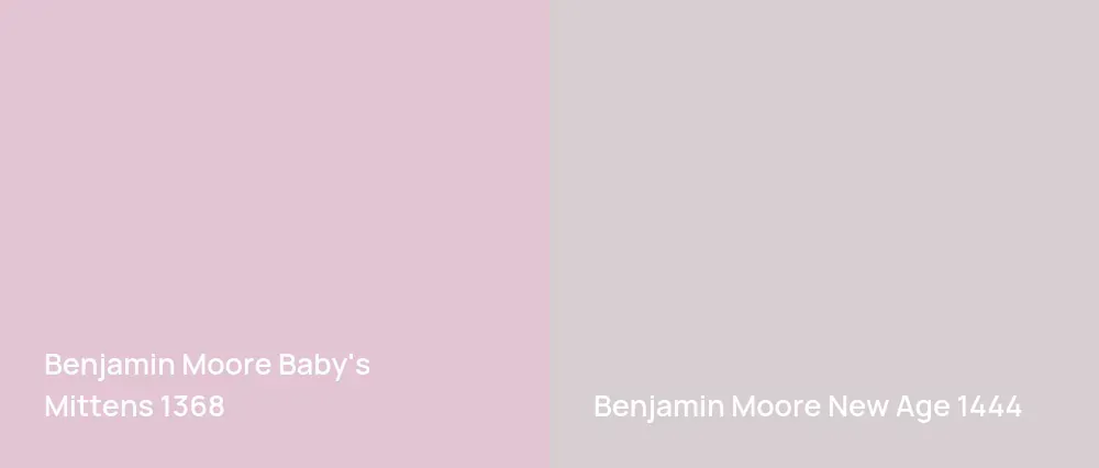 Benjamin Moore Baby's Mittens 1368 vs Benjamin Moore New Age 1444