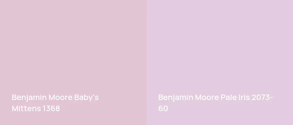 Benjamin Moore Baby's Mittens 1368 vs Benjamin Moore Pale Iris 2073-60