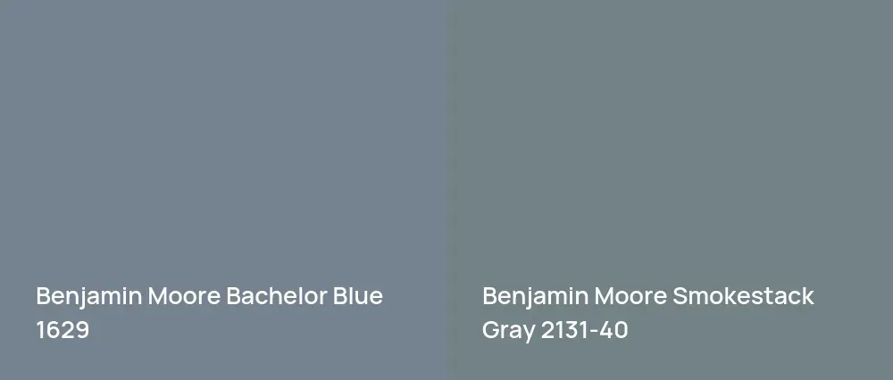 Benjamin Moore Bachelor Blue 1629 vs Benjamin Moore Smokestack Gray 2131-40