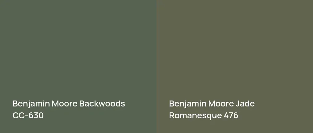 Benjamin Moore Backwoods 469 vs Benjamin Moore Jade Romanesque 476