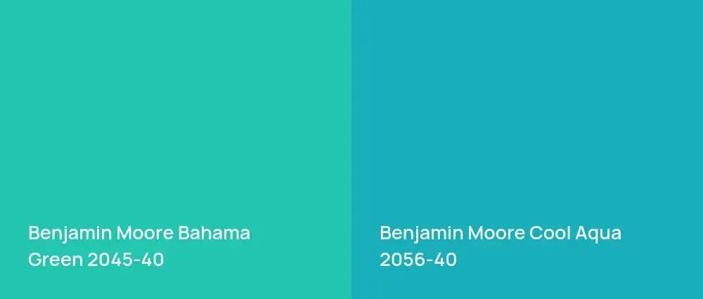 Benjamin Moore Bahama Green 2045-40 vs Benjamin Moore Cool Aqua 2056-40