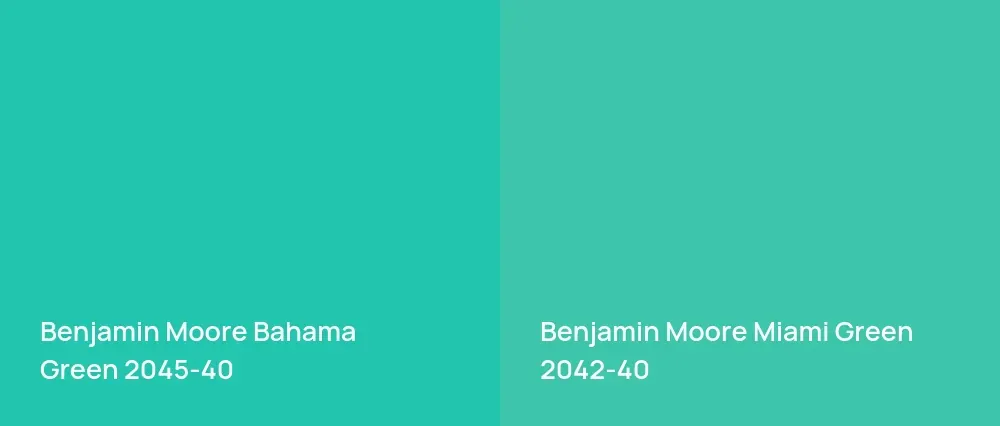 Benjamin Moore Bahama Green 2045-40 vs Benjamin Moore Miami Green 2042-40