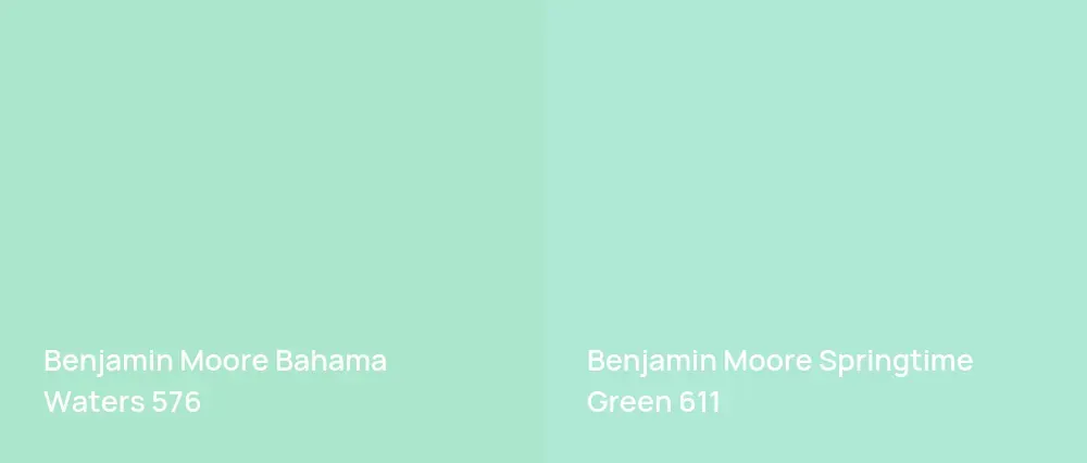 Benjamin Moore Bahama Waters 576 vs Benjamin Moore Springtime Green 611