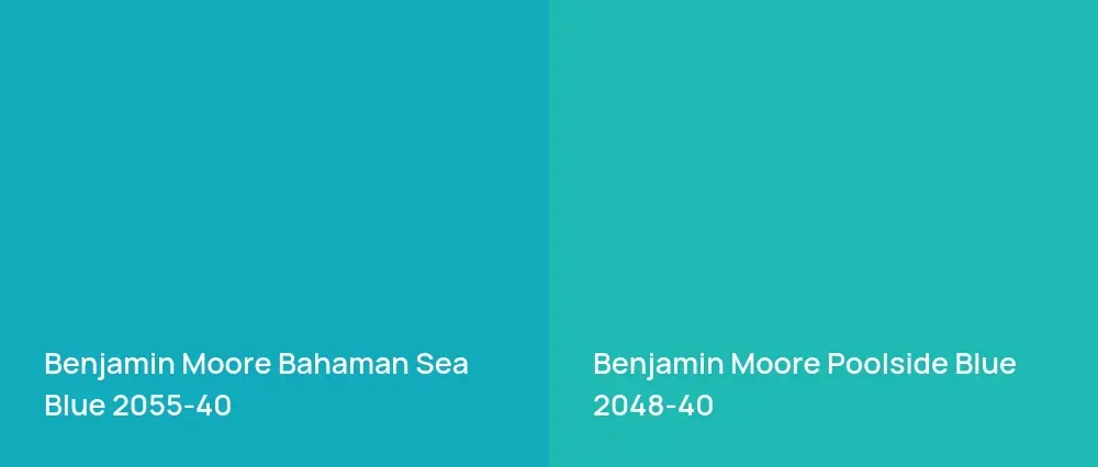 Benjamin Moore Bahaman Sea Blue 2055-40 vs Benjamin Moore Poolside Blue 2048-40