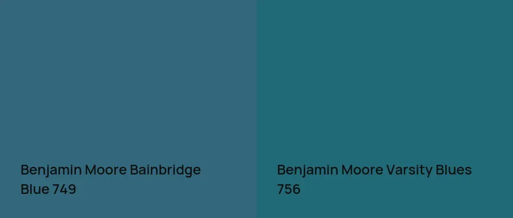 Benjamin Moore Bainbridge Blue 749 vs Benjamin Moore Varsity Blues 756