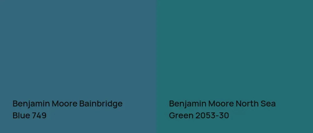 Benjamin Moore Bainbridge Blue 749 vs Benjamin Moore North Sea Green 2053-30