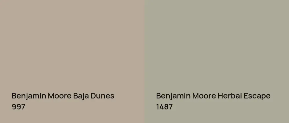 Benjamin Moore Baja Dunes 997 vs Benjamin Moore Herbal Escape 1487