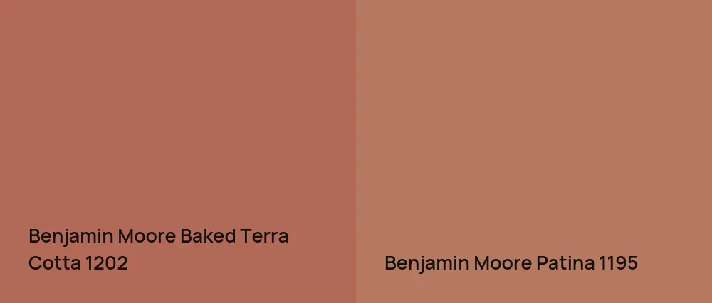 Benjamin Moore Baked Terra Cotta 1202 vs Benjamin Moore Patina 1195