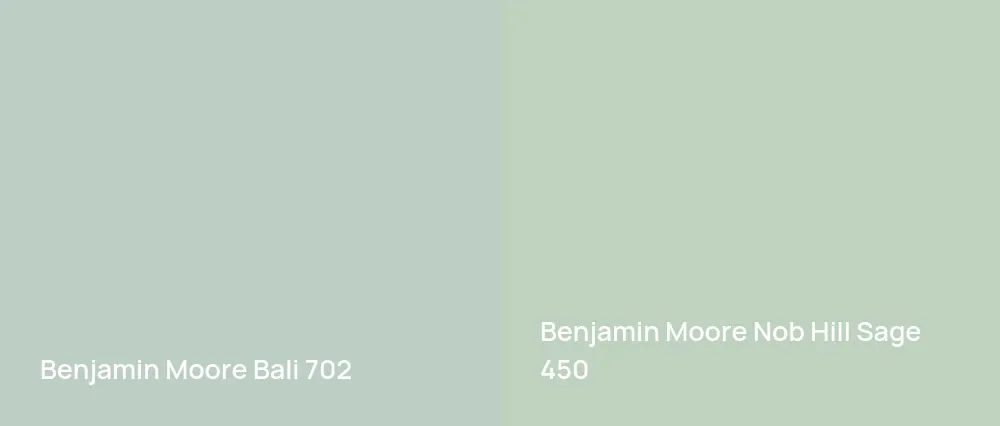 Benjamin Moore Bali 702 vs Benjamin Moore Nob Hill Sage 450