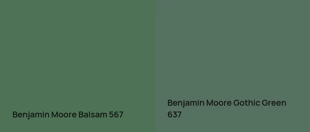 Benjamin Moore Balsam 567 vs Benjamin Moore Gothic Green 637