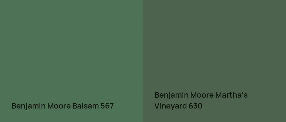 Benjamin Moore Balsam 567 vs Benjamin Moore Martha's Vineyard 630