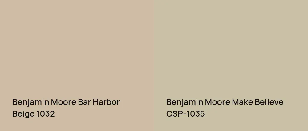 Benjamin Moore Bar Harbor Beige 1032 vs Benjamin Moore Make Believe CSP-1035