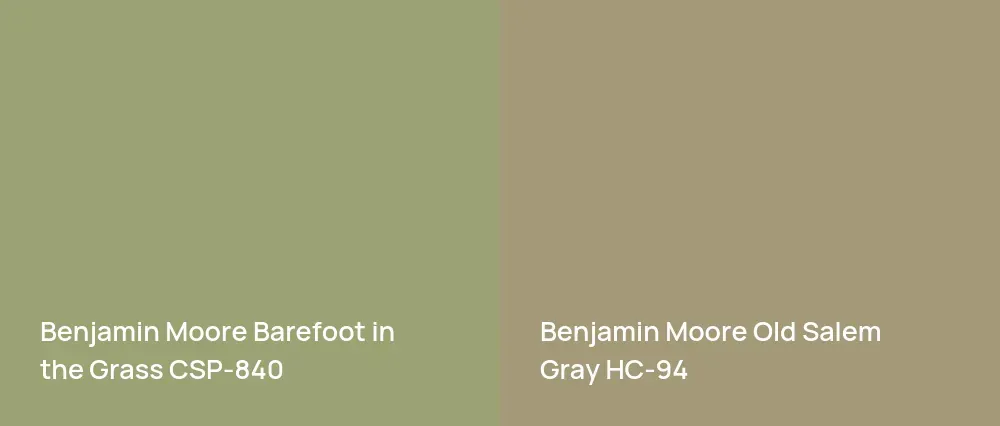 Benjamin Moore Barefoot in the Grass CSP-840 vs Benjamin Moore Old Salem Gray HC-94