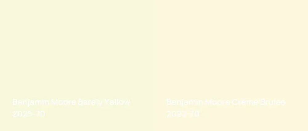Benjamin Moore Barely Yellow 2025-70 vs Benjamin Moore Crème Brulee 2022-70
