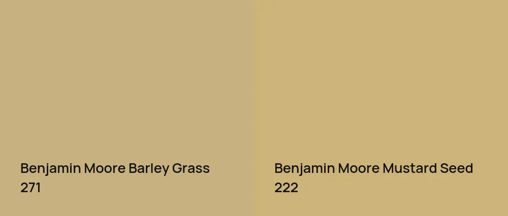Benjamin Moore Barley Grass 271 vs Benjamin Moore Mustard Seed 222
