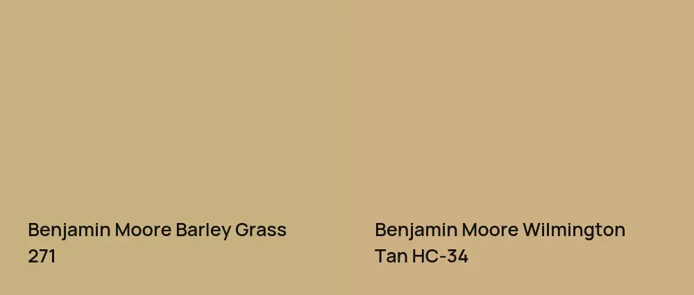Benjamin Moore Barley Grass 271 vs Benjamin Moore Wilmington Tan HC-34