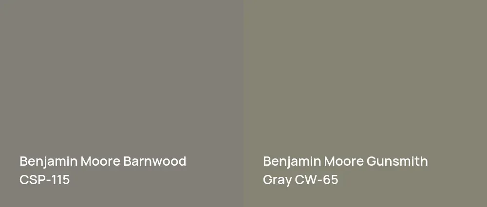 Benjamin Moore Barnwood CSP-115 vs Benjamin Moore Gunsmith Gray CW-65