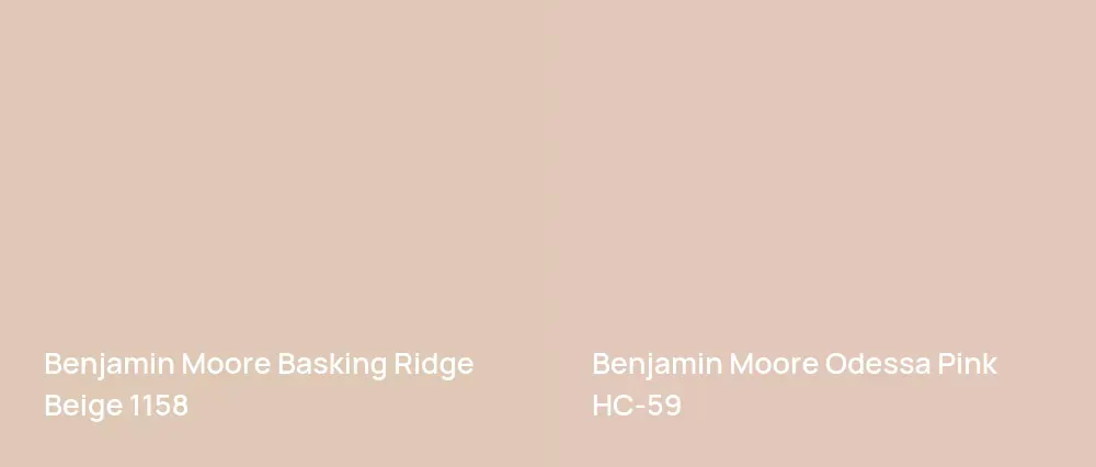 Benjamin Moore Basking Ridge Beige 1158 vs Benjamin Moore Odessa Pink HC-59