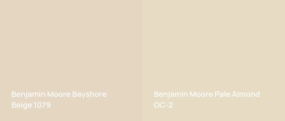 Benjamin Moore Bayshore Beige 1079 vs Benjamin Moore Pale Almond OC-2