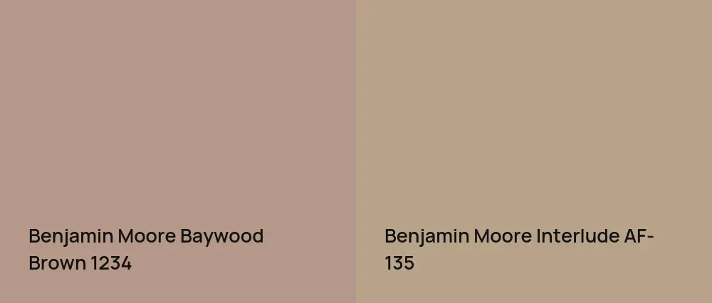 Benjamin Moore Baywood Brown 1234 vs Benjamin Moore Interlude AF-135