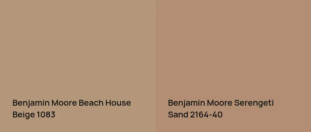 Benjamin Moore Beach House Beige 1083 vs Benjamin Moore Serengeti Sand 2164-40