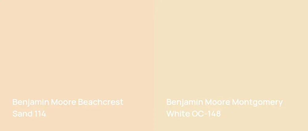 Benjamin Moore Beachcrest Sand 114 vs Benjamin Moore Montgomery White OC-148