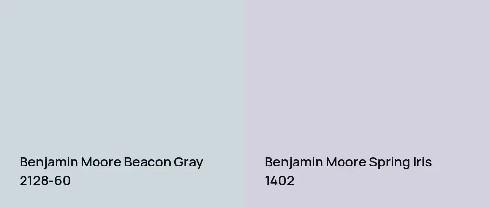 Benjamin Moore Beacon Gray 2128-60 vs Benjamin Moore Spring Iris 1402