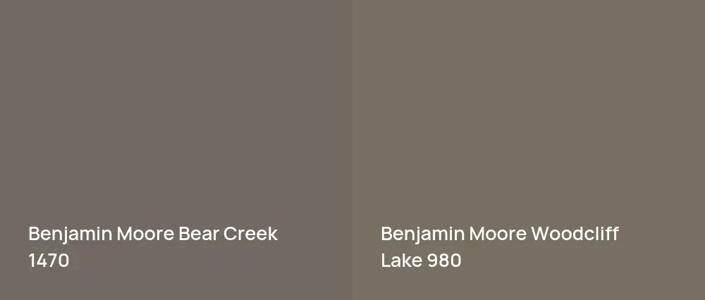 Benjamin Moore Bear Creek 1470 vs Benjamin Moore Woodcliff Lake 980