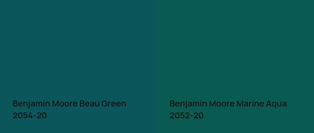 Benjamin Moore Beau Green 2054-20 vs Benjamin Moore Marine Aqua 2052-20