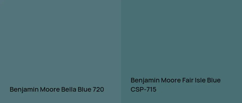Benjamin Moore Bella Blue 720 vs Benjamin Moore Fair Isle Blue CSP-715
