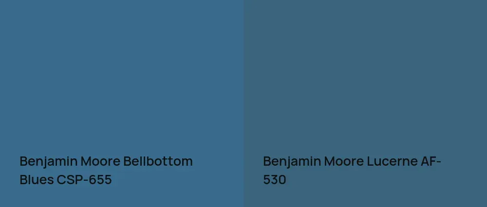 Benjamin Moore Bellbottom Blues CSP-655 vs Benjamin Moore Lucerne AF-530