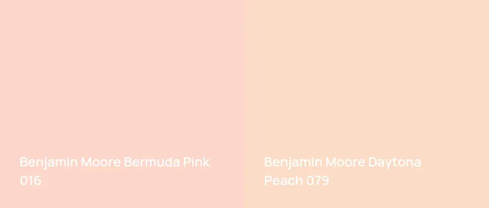 Benjamin Moore Bermuda Pink 016 vs Benjamin Moore Daytona Peach 079