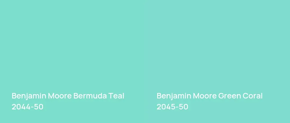 Benjamin Moore Bermuda Teal 2044-50 vs Benjamin Moore Green Coral 2045-50