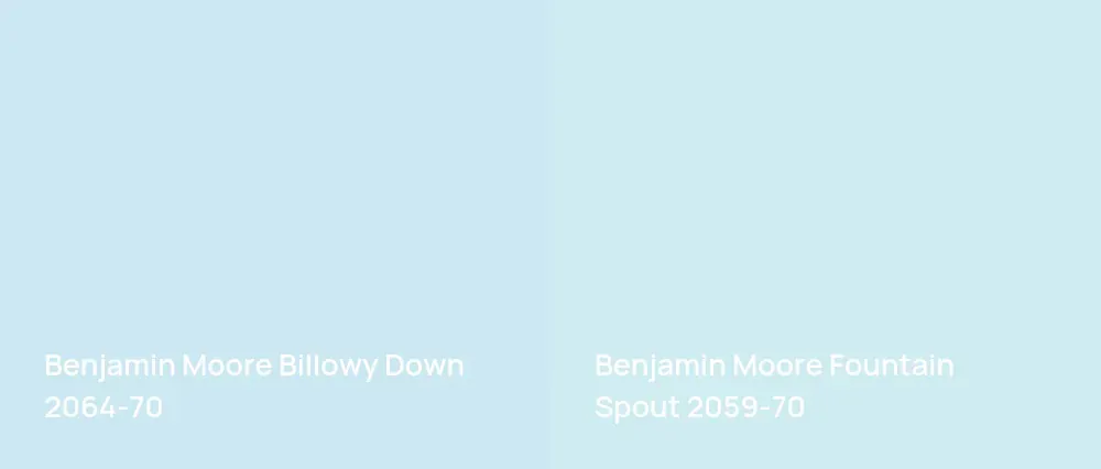 Benjamin Moore Billowy Down 2064-70 vs Benjamin Moore Fountain Spout 2059-70